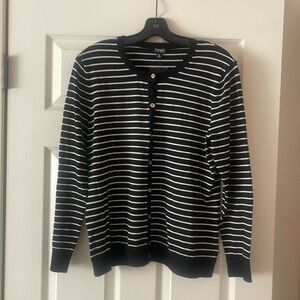 Black and white striped cardigan